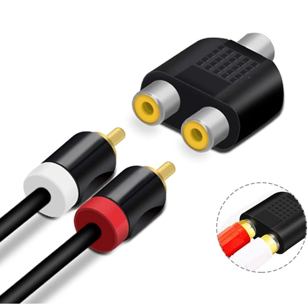 Trade Shop - Connettore Adattatore Splitter Rca Femmina A 2 Aux Rca Femmina Audio Video C-026 -