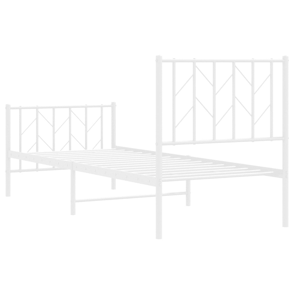 Giroletto con Testiera e Pediera Metallo Bianco 75x190 cm