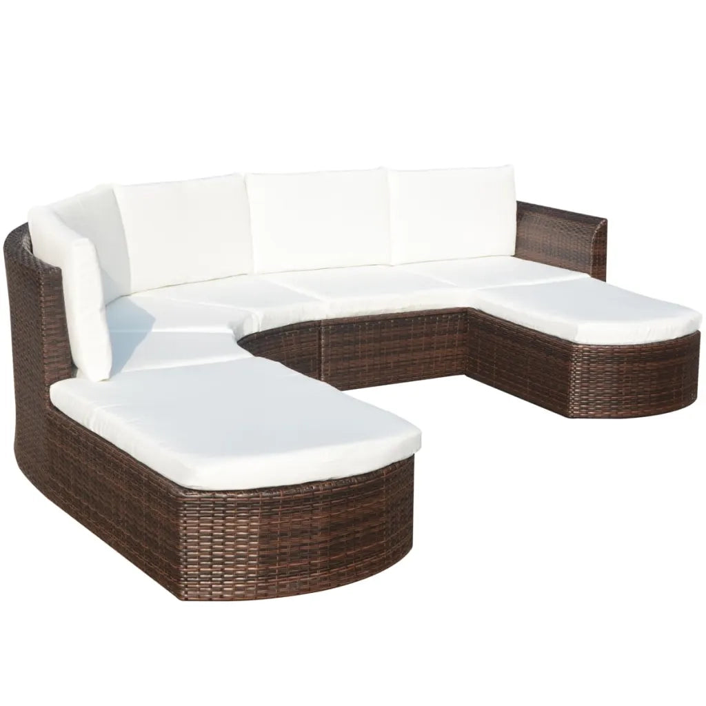 Set Divani da Giardino 4 pz con Cuscini in Polyrattan Marrone cod mxl 36938