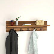 Appendiabiti da Parete Hammarö con Piano di Appoggio 80x13x18 cm Effetto Noce [en.casa]