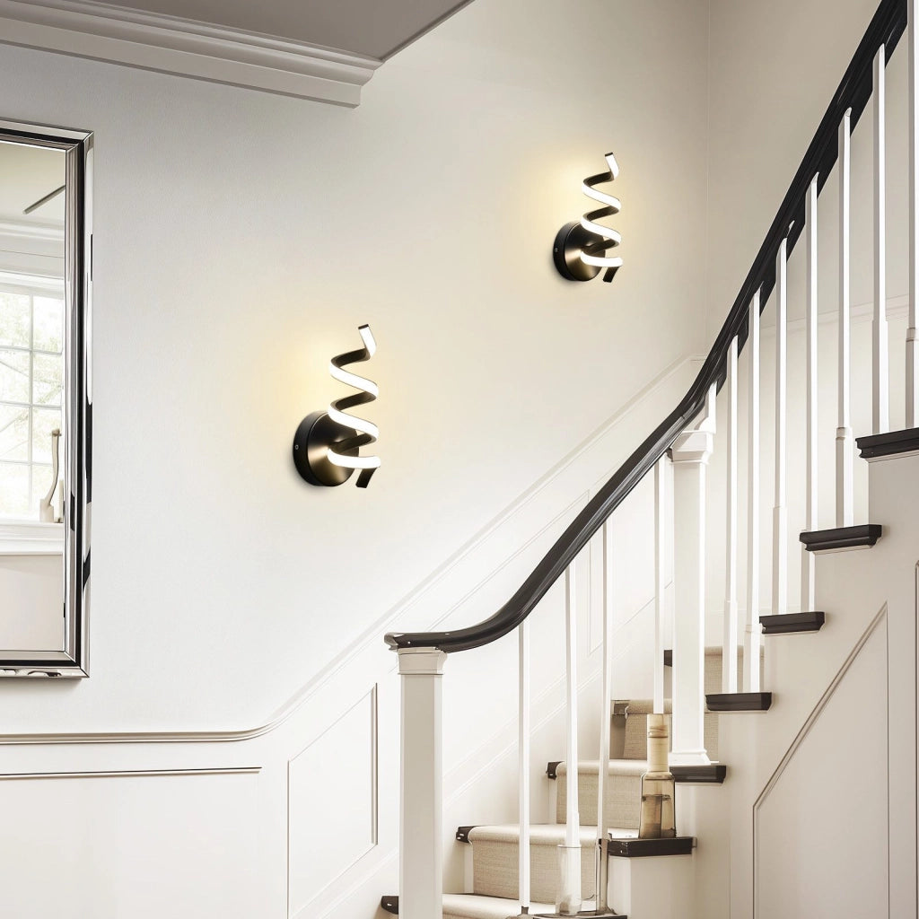 ZMH Applique a LED per interni nera moderna 7W bianco caldo per soggiorno
