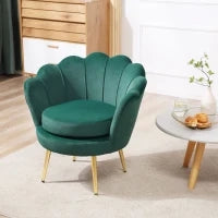 Poltrona Vintage di Design in Velluto Verde Poltroncina da Camera