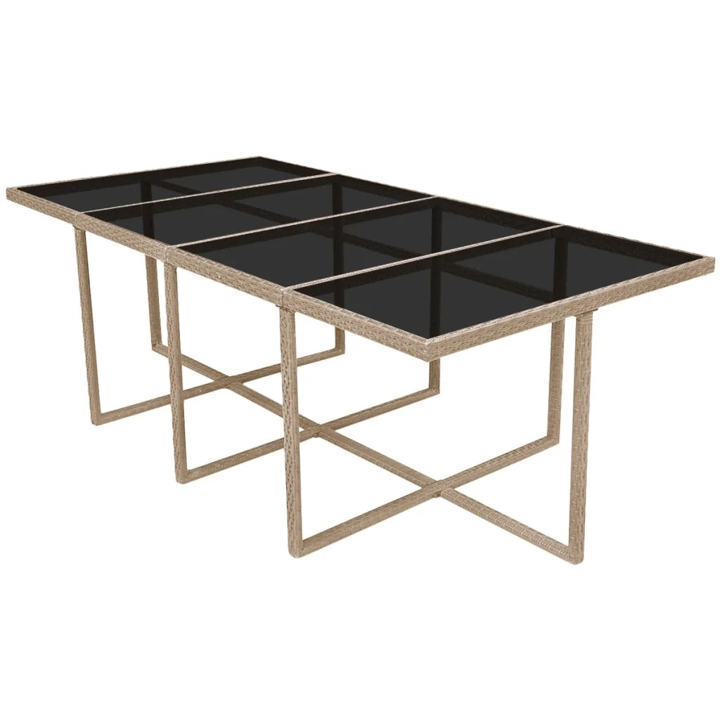 Set da Pranzo da Giardino 13 pz con Cuscini in Polyrattan Beige cod mxl 43688