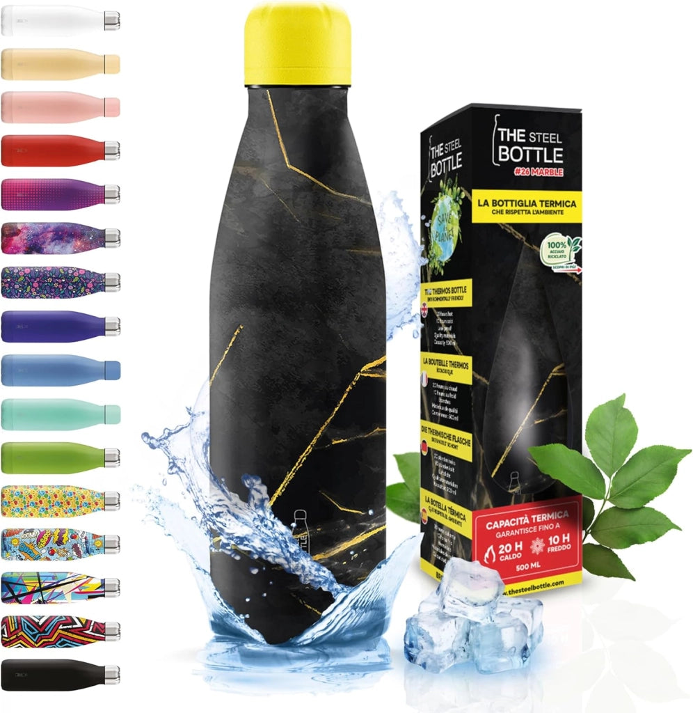 The Steel Bottle Bottiglia termica in Acciaio Inox Capacità 500 ml Chiusura Ermetica - 7 Fantasie