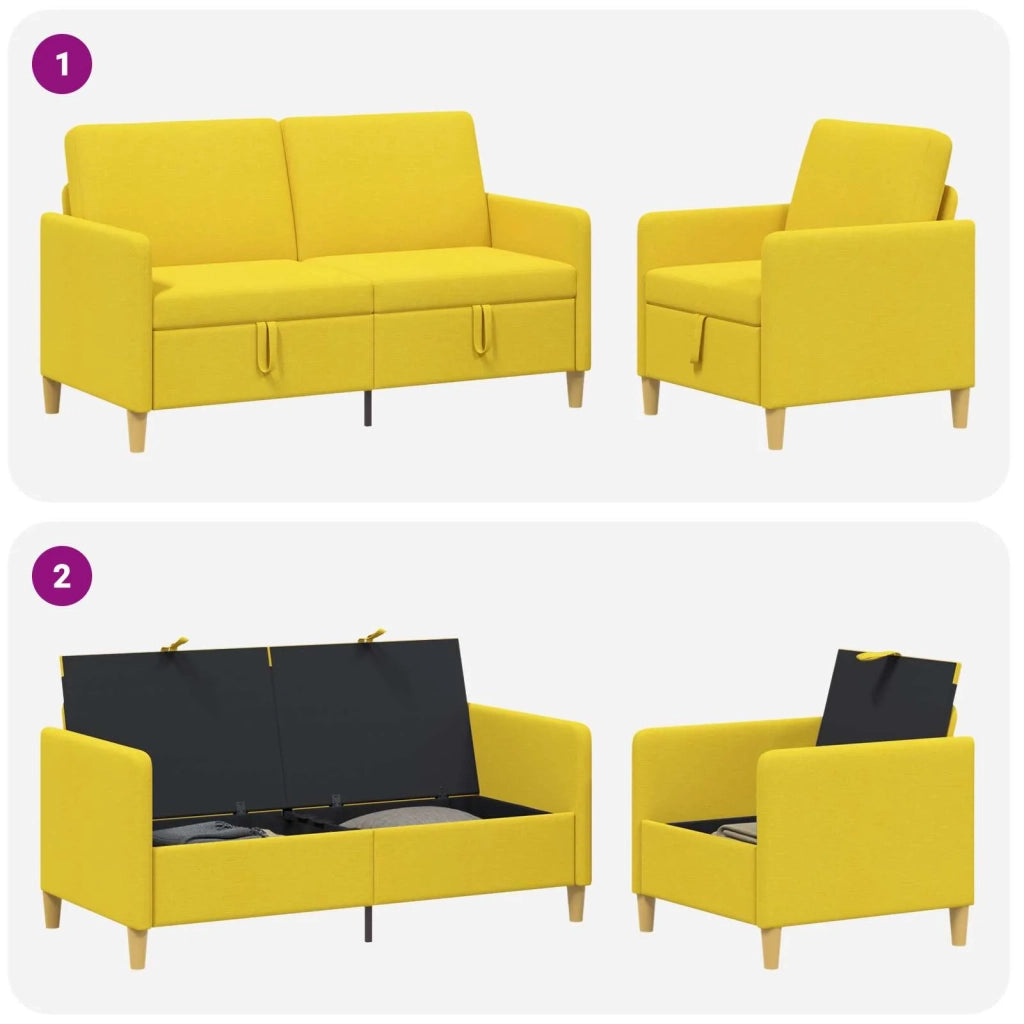 Set di Divani con Storage 2 pz Giallo Chiaro Poliestere 3429186