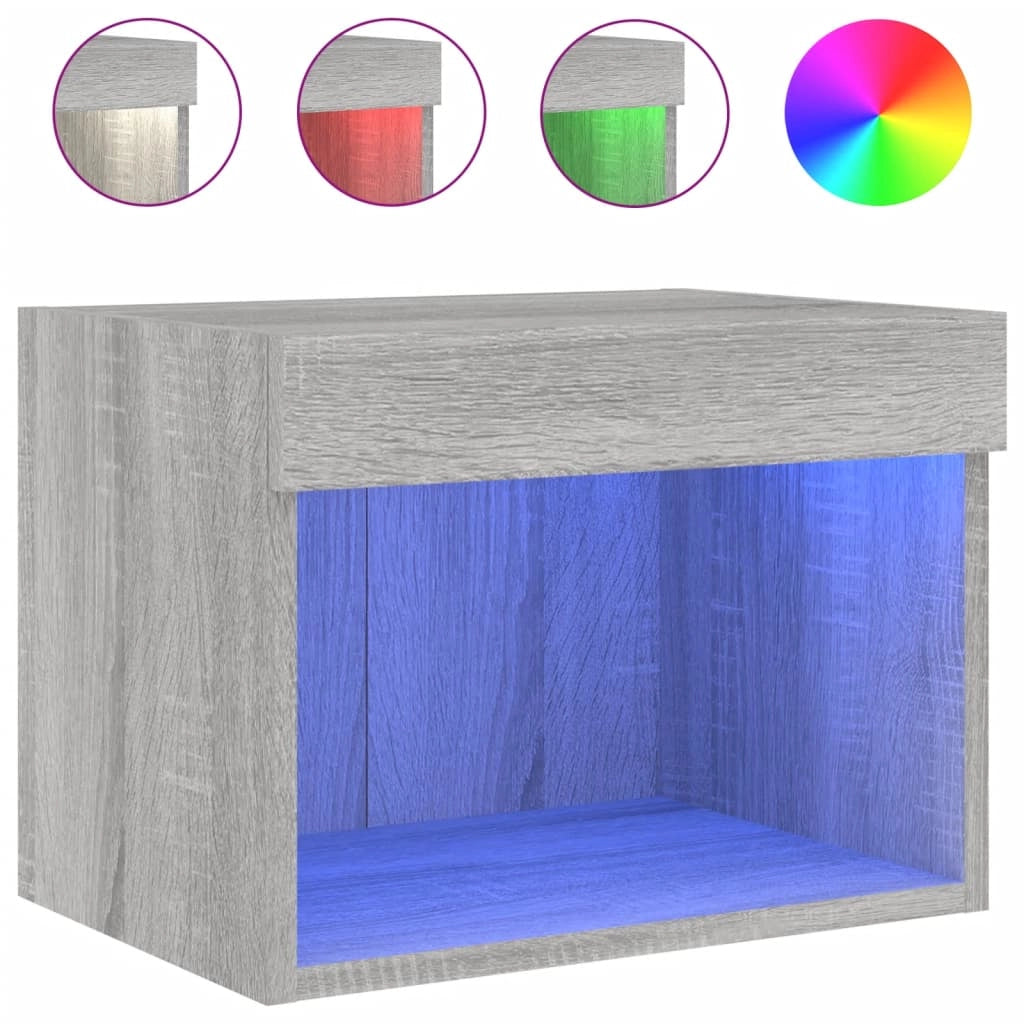 Comodino con Luci LED a Parete Grigio Sonomacod mxl 134019