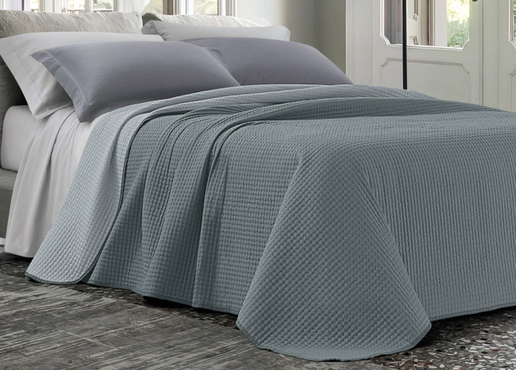 Quilt Trapuntino Estivo 100gr/mq Bicolor Double Face Tinta Unita Modello Cloe - Singolo - Grigio