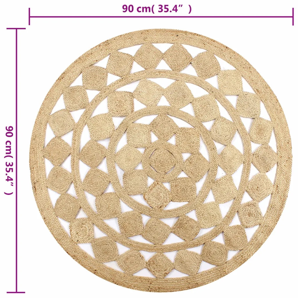 Tappeto Lavorato a Mano in Juta Intrecciata 90 cm 133710
