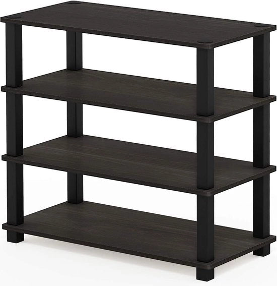 Rack da 4 livelli in legno per scarpe espresso/nero unico taglia