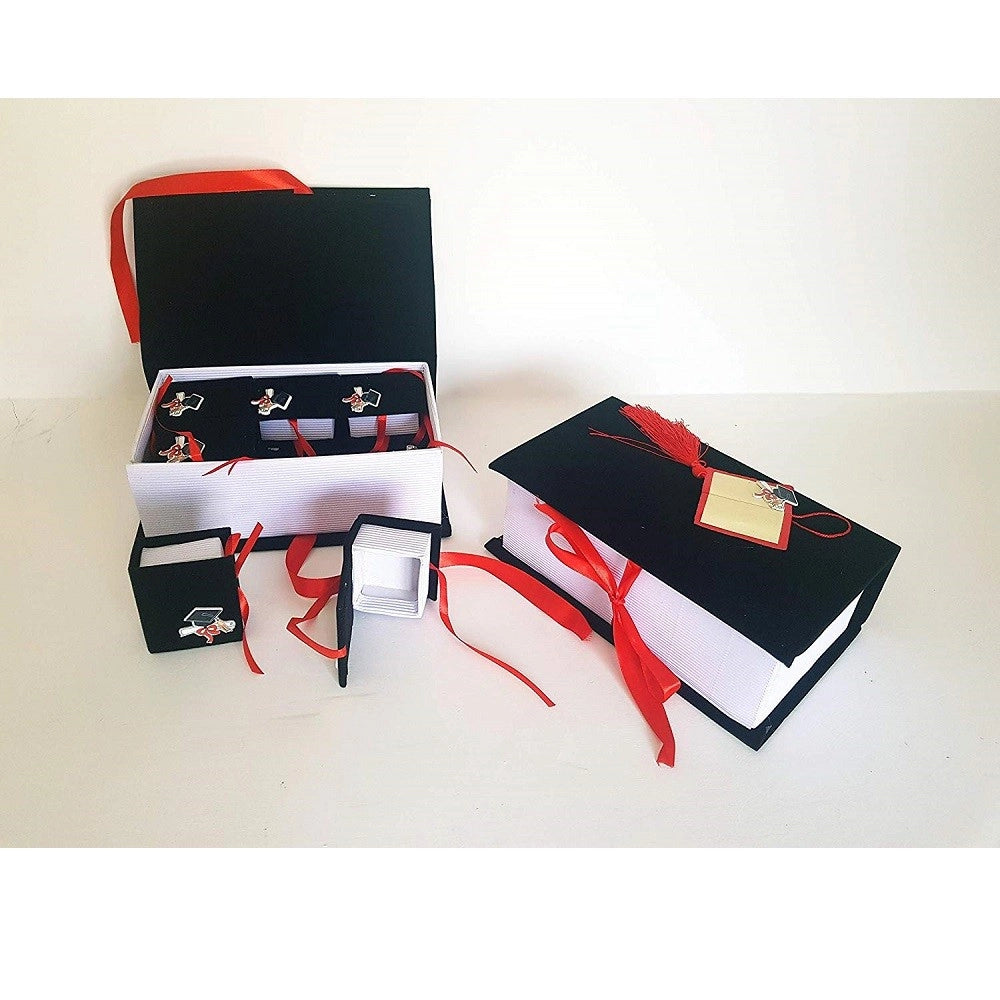 Trade Shop - Scatola Libro Con 12pz Bomboniera Bomboniere Cappello Tesi Scatolina Portaconfetti Laurea -