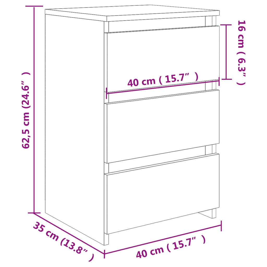 Comodino | Armadio da Notte | Mobiletto da notte Grigio Cemento 40x35x62,5 cm in Legno Multistrato