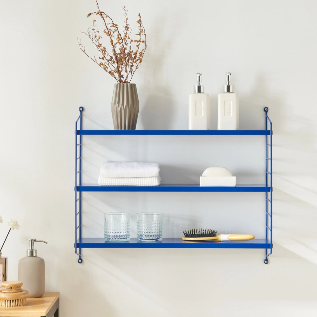 Set di 3 Scaffali da Parete Strängnäs a 3 Ripiani Regolabili  50 x 60 x 15 cm Acciaio Blu [en.casa]