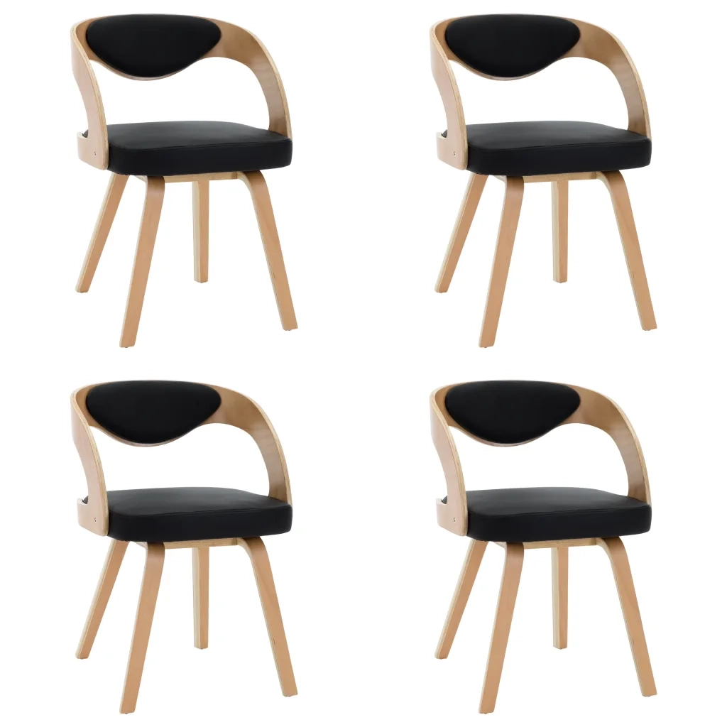 Sedie da Pranzo 4 pz Nere in Legno Piegato e Similpelle 278846