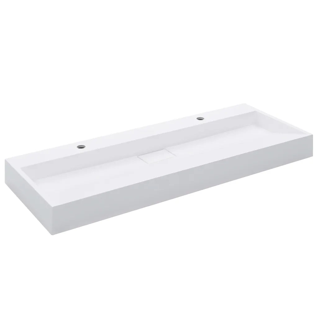 Lavandino 120x46x11 cm Blocco in Marmo/Minerale Bianco 144068