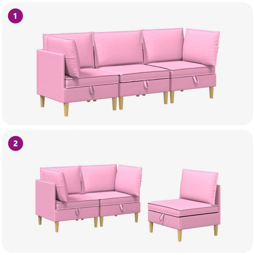 Set di divani modulari con spazio di archiviazione 3 pcs Rosa