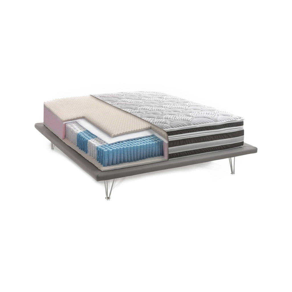 Amistad, Materasso Matrimoniale Sfoderabile Made in Italy, 190x160x32h cm Grigio