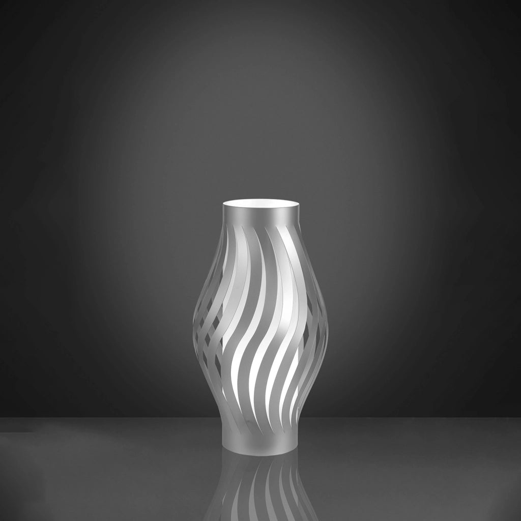 Lampada Da Scrivania-Ufficio Moderna Helios Polilux ® Argento 1 Luce E27 H40Cm