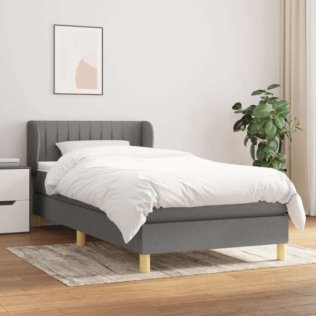 Giroletto a Molle con Materasso Grigio Scuro 90x200 cm Tessuto 3126934