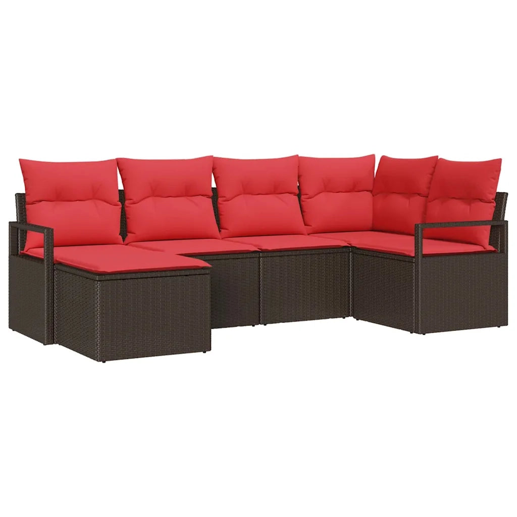 Set di divani con cuscino 6 pcs Marrone polyrattan 3346454