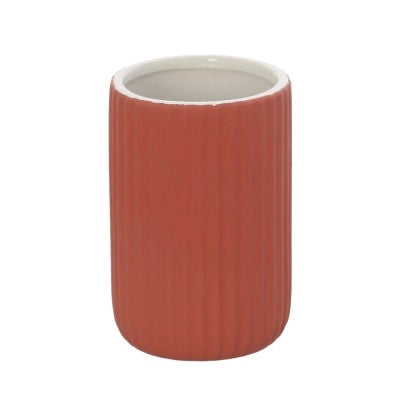 Portaspazzolini bagno da appoggio rosso in ceramica soft touch Spring