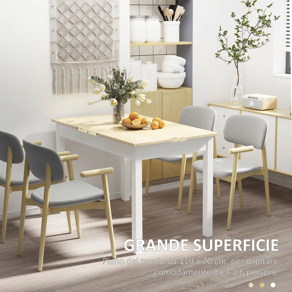Tavolo da Pranzo Allungabile Legno Bianco Moderno ¨C zephmum ¨C 119x70x75