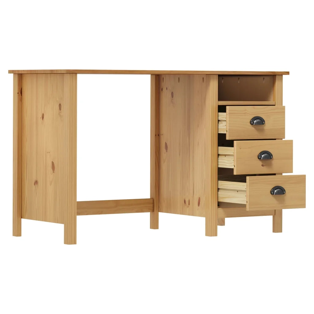 Scrivania-Scrivanie per ufficio e studio-Scrittoio Hill con 3 Cassetti 120x50x74 cm in Massello di Pino