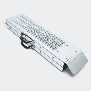 Set di 2 rampe di carico pieghevoli multiuso binario di collisione in acciaio zincato 180 x 22,5 cm fino a 400 kg grigio 3416096