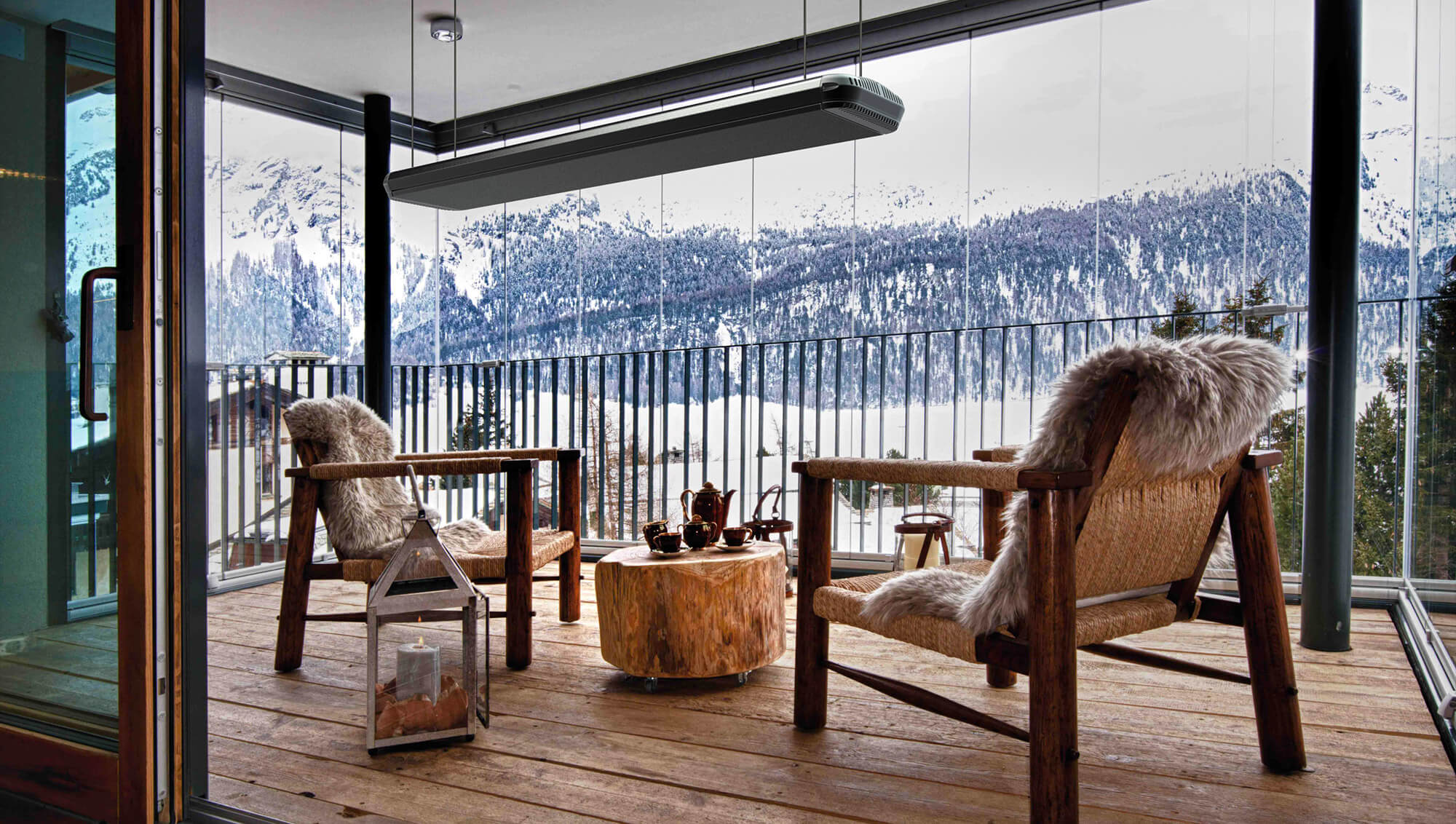 Stufa Elettrica ad Infrarossi 125x20,1x5,8 cm da Soffitto 1800W in Alluminio Moel Hot-Top Nera