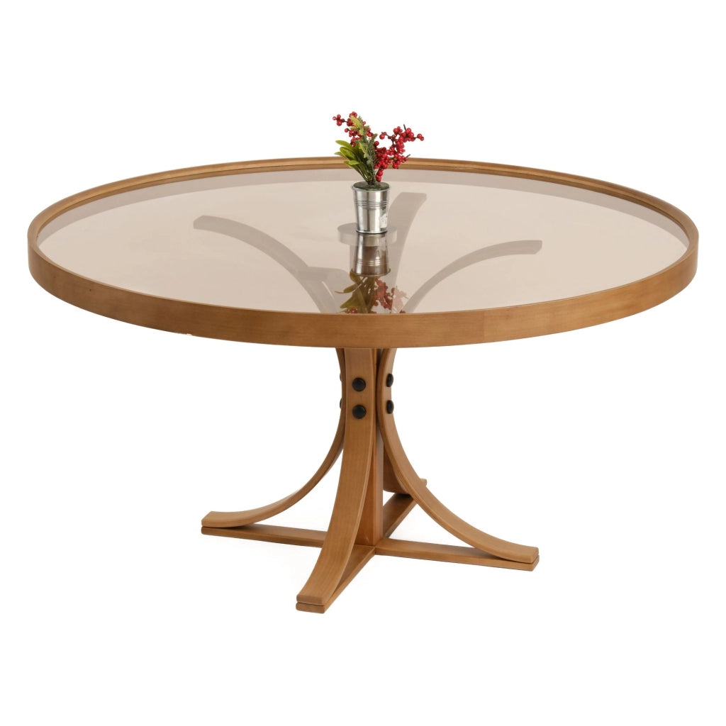 Santhia, Tavolino da Salotto Piano in Vetro Temperato, 80x80x47h cm Marrone Rovere