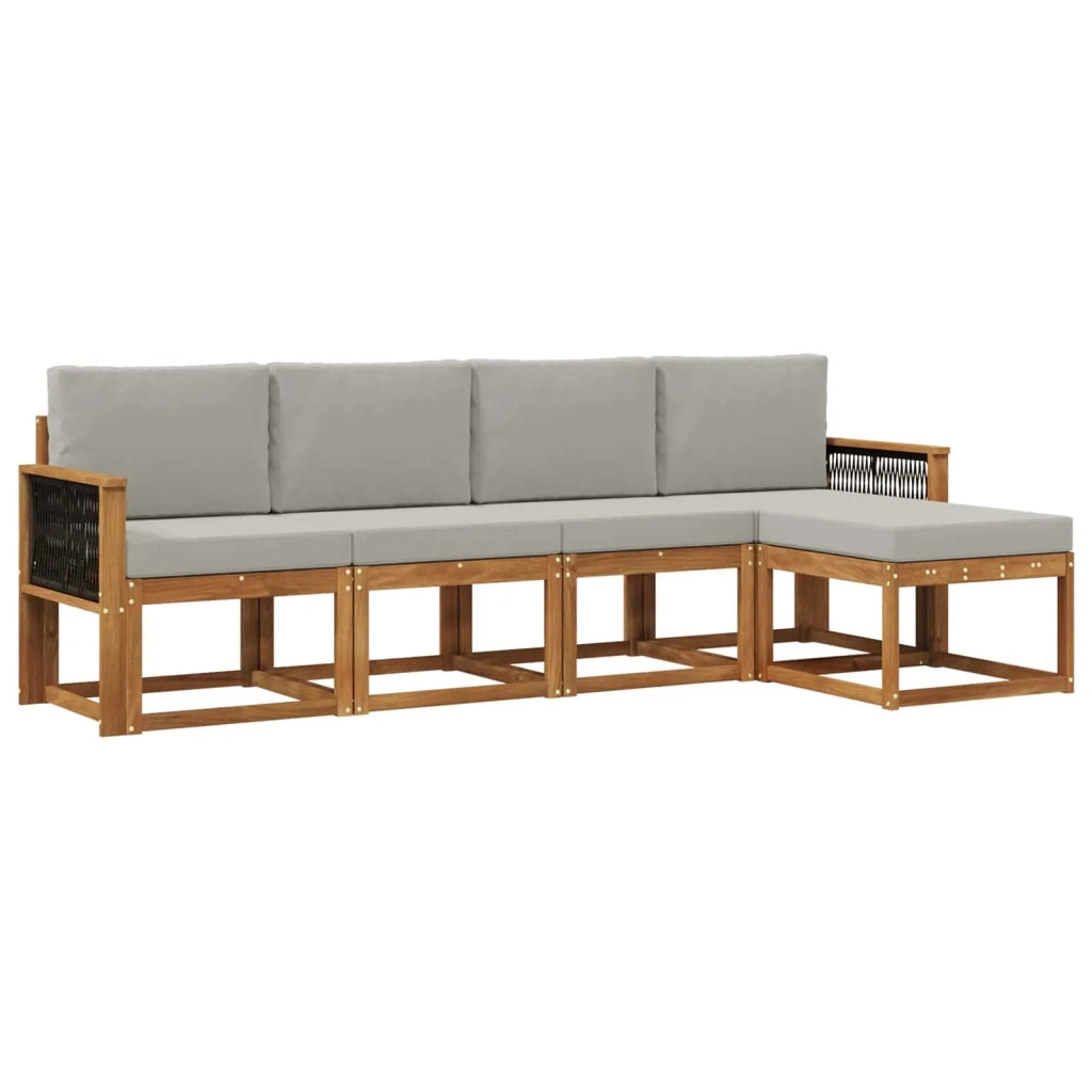 Set di divani da esterno 5 pz Naturale e Grigio Chiaro 3385132