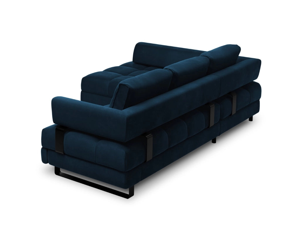 Cosmopolitan Design - Divano convertibile angolare sinistro con contenitore "Clinton" 5 posti in velluto blu reale 