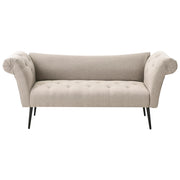 Chaise Longue in tessuto marrone chiaro e Gambe con gambe in metallo dorato