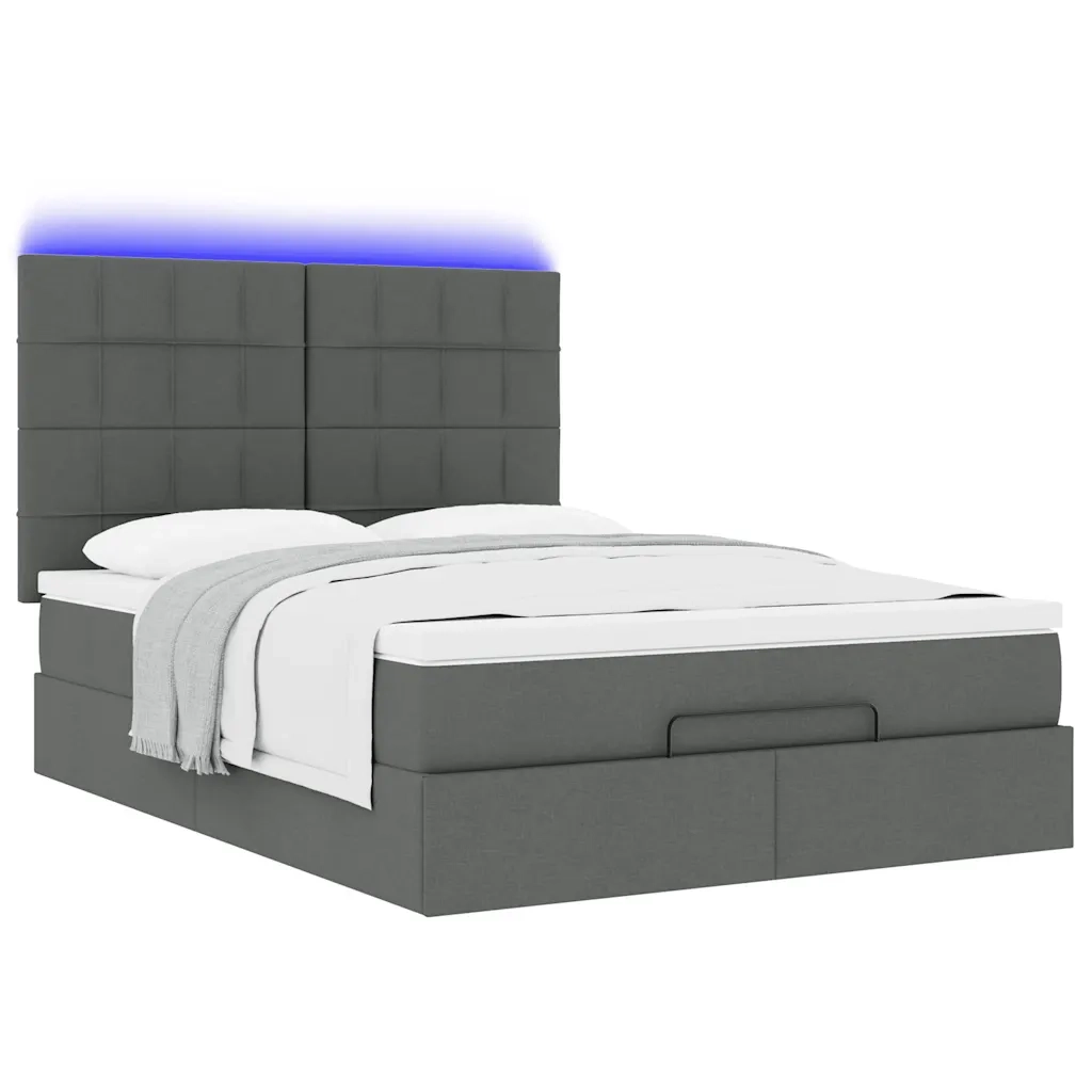 Struttura Letto Pouf con Materasso 140x190 cm in Tessuto