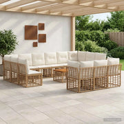 Set di divani da esterno 14 pcs Naturale e Bianco Crema 3437596