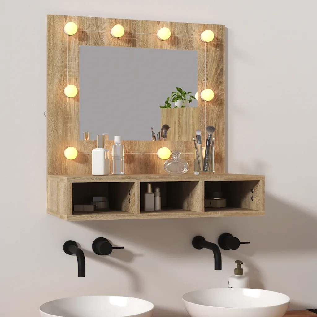 Mobile a Specchio | Armadio da bagno con LED Rovere Sonoma 60x31,5x62 cm