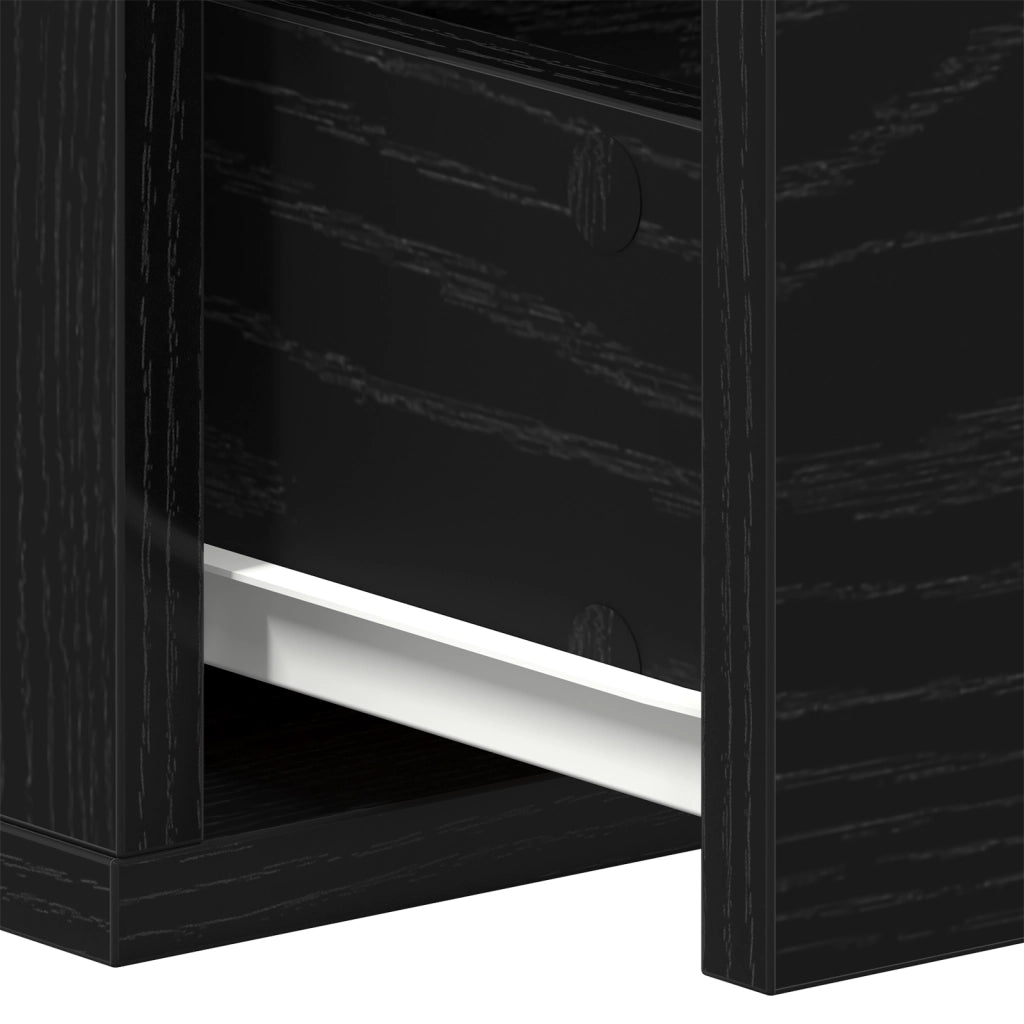 Mensola a cassetto da parete  Nero Rovere 60x26x18,5cm Legno ingegnerizzato
