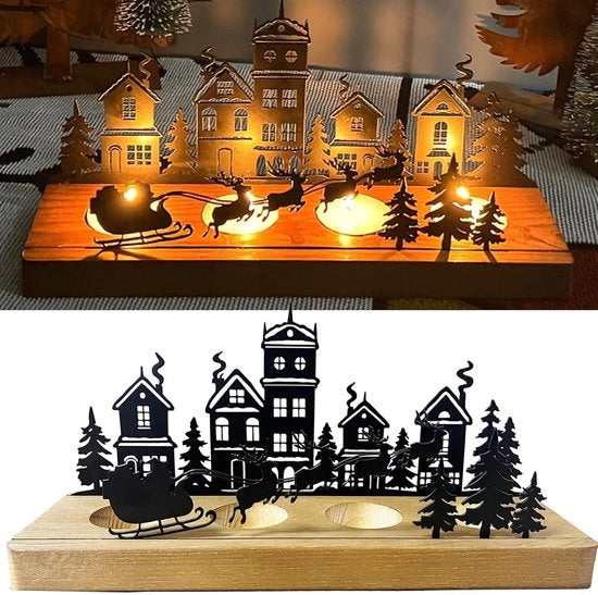 Supporto candele per presepi - Menù per candele in legno - Adatto per 4 candele - Decorazione da tavola