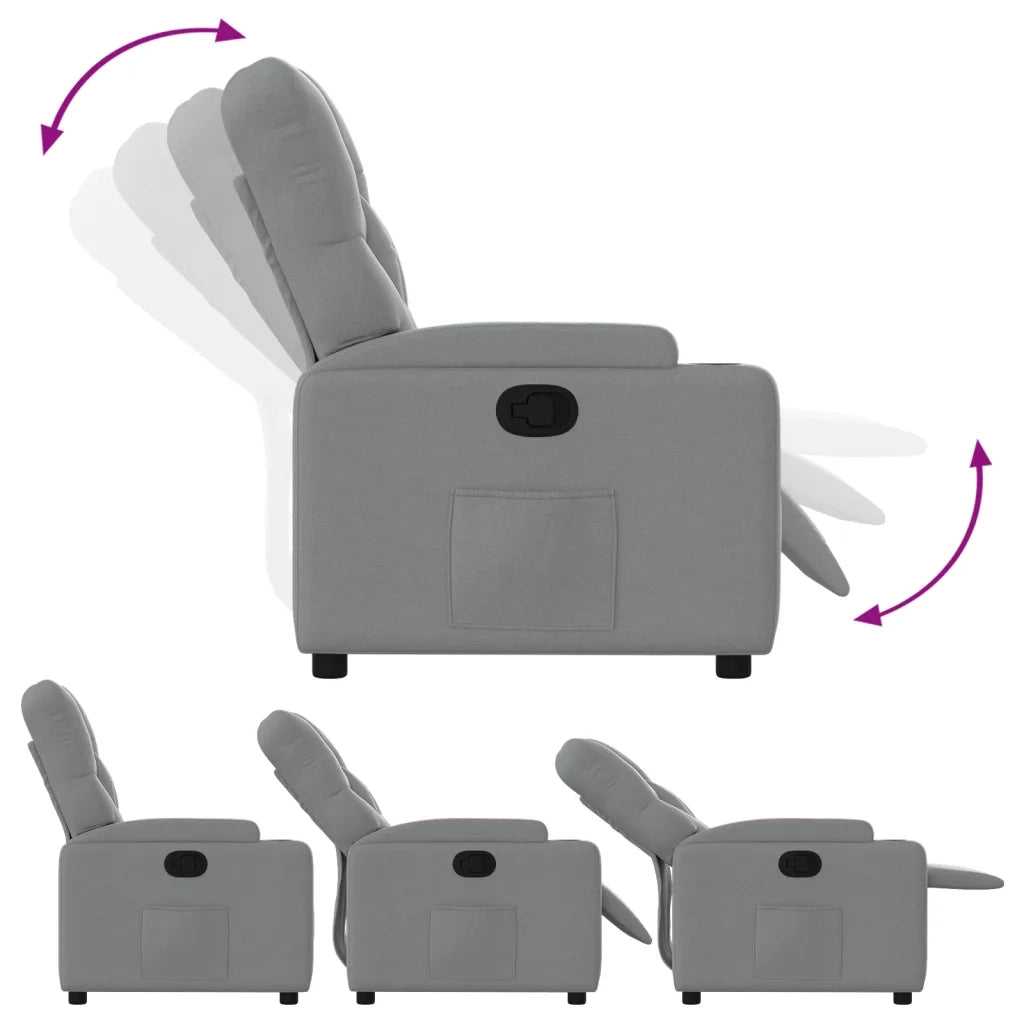 Poltrona Reclinabile in Tessuto Grigio Chiaro 372479