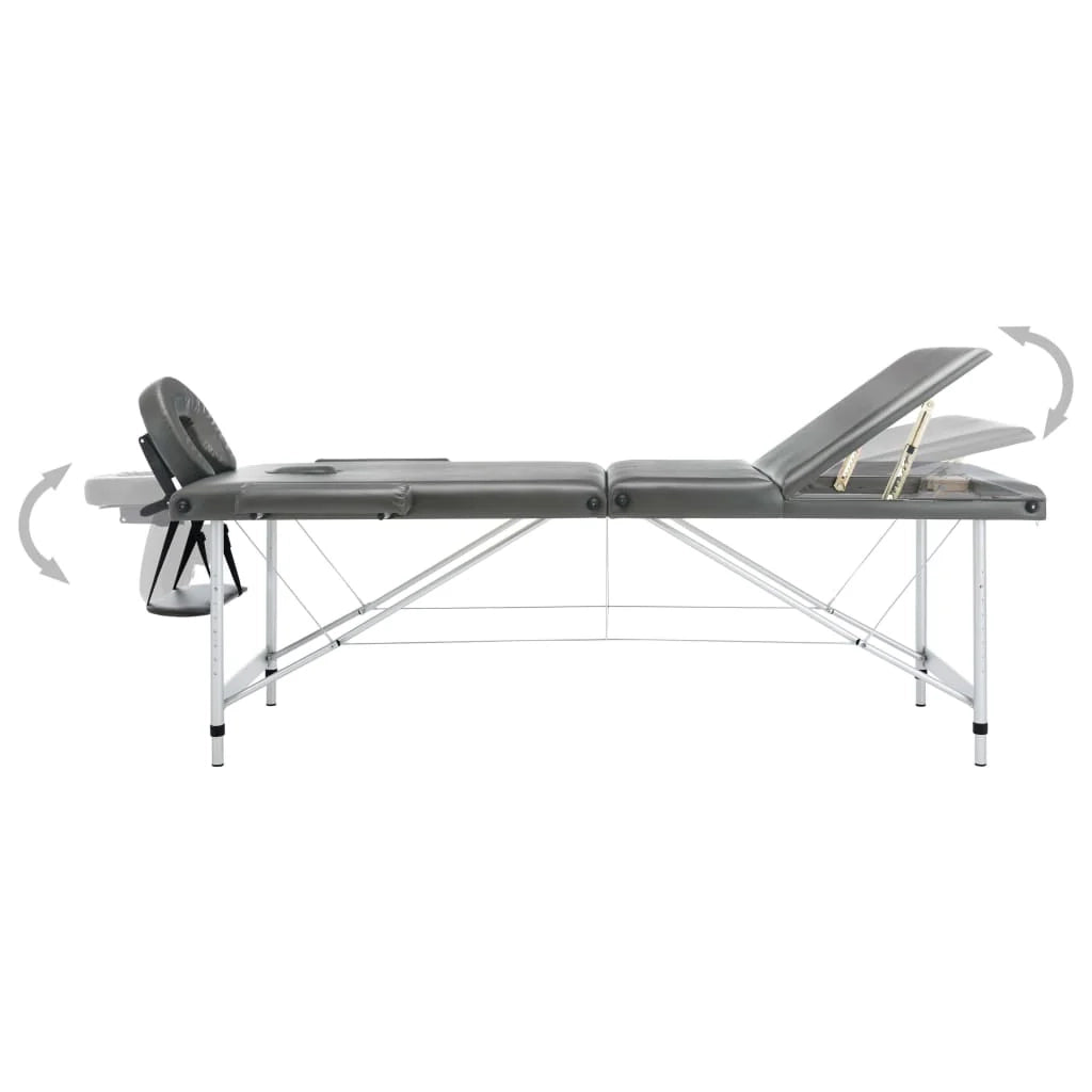 Lettino da massaggio a 3 zone struttura in alluminio panca per massaggi poggiatesta braccioli regolabili lettino da massaggio pieghevole portatile antracite 02_0001798