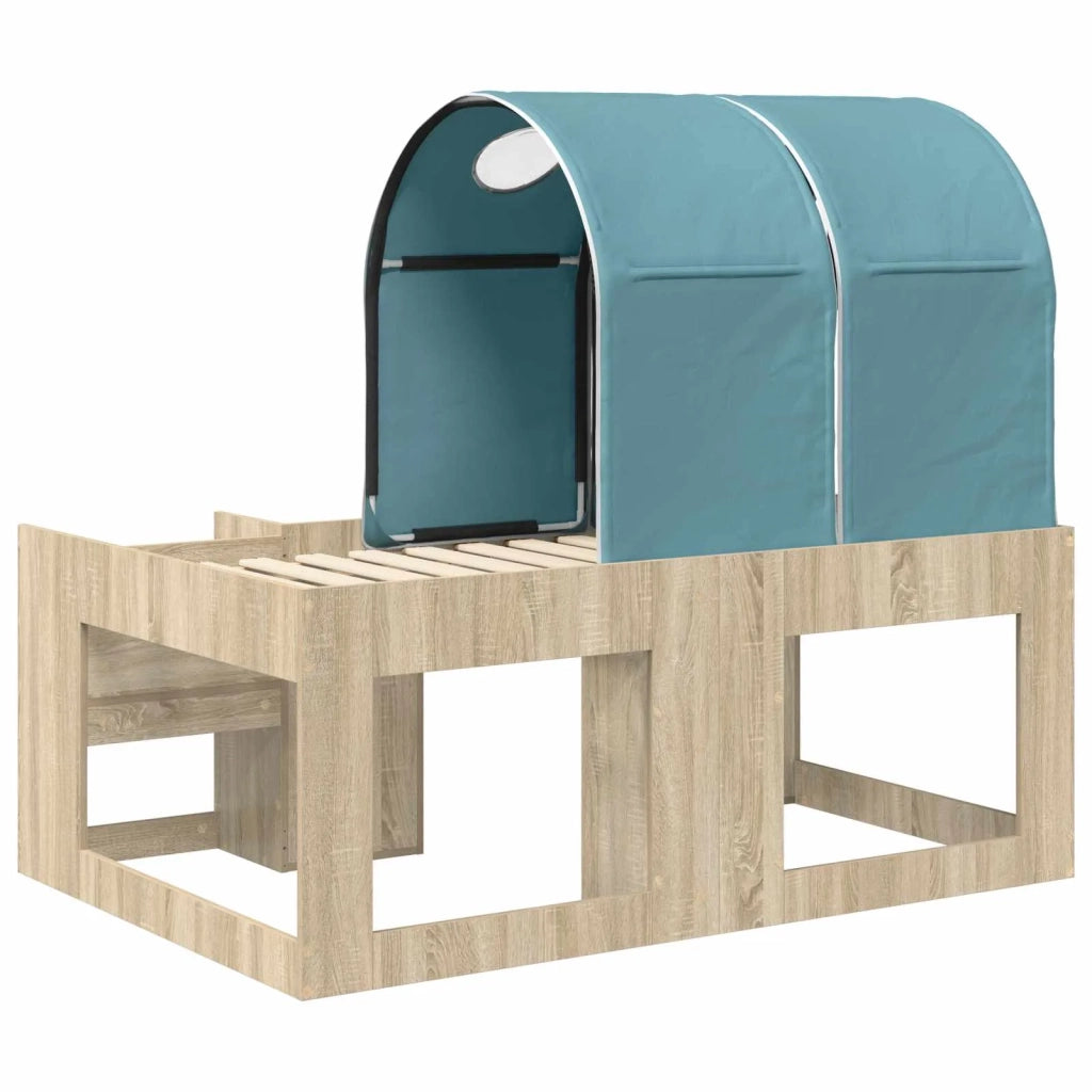 Letto con Tunnel con lo scaffale 3 pz Rovere Sonoma e Azzurro 3423504