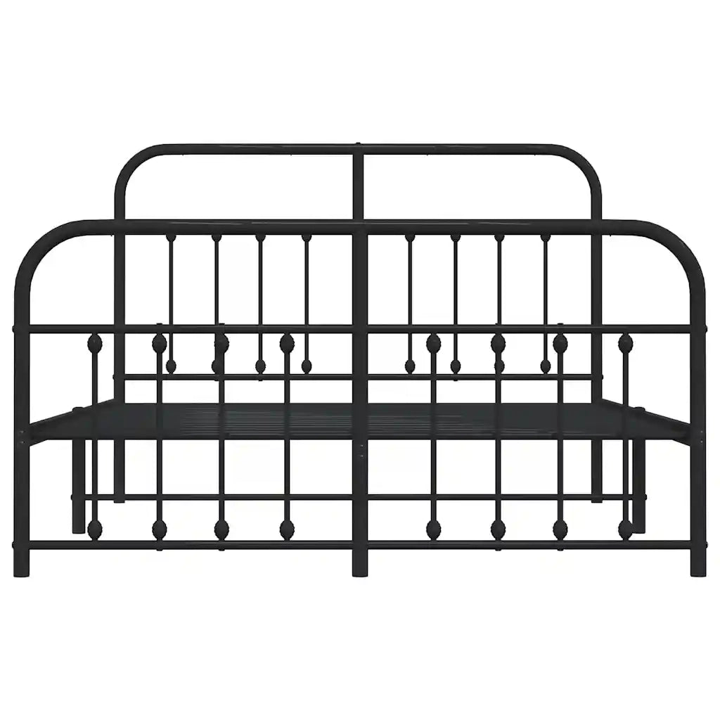 Giroletto con Testiera e Pediera Metallo Nero 135x190 cm 352595