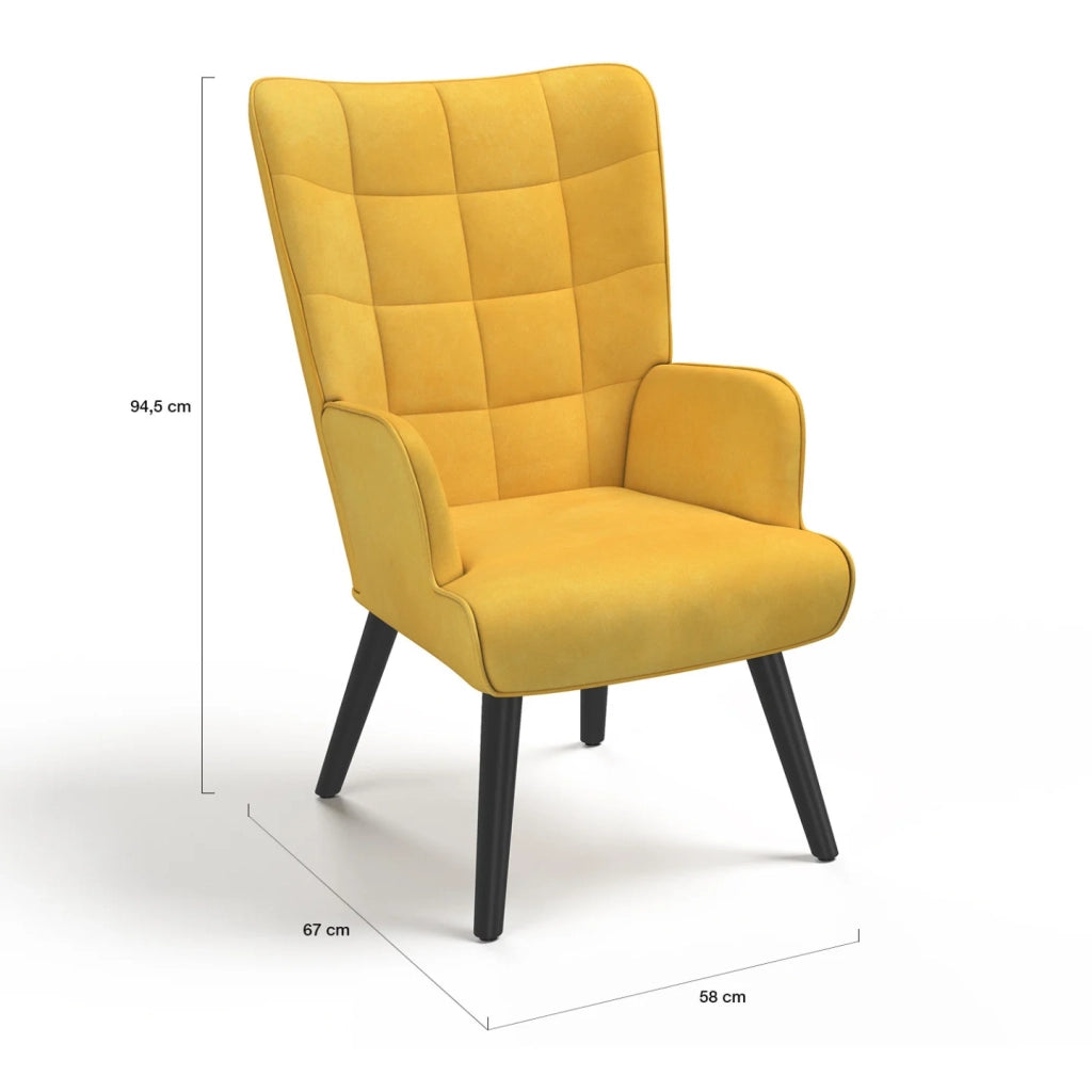 IDMarket - Poltrona scandinava ANIA in velluto giallo