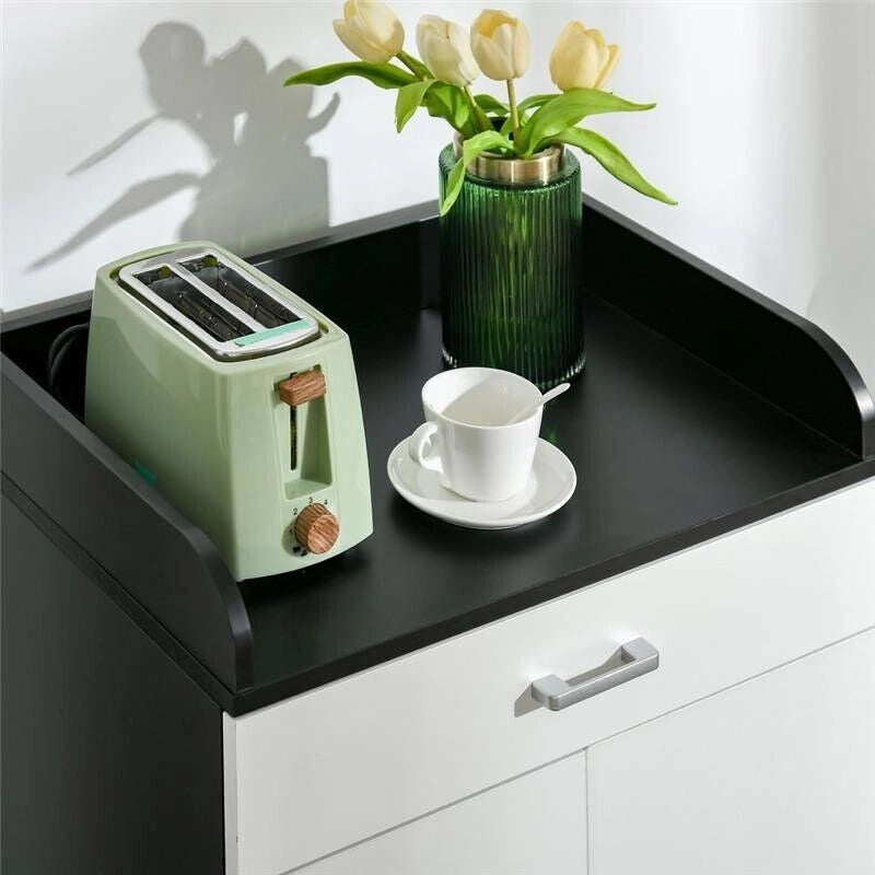 MOBILETTO CON CASSETTO E 2 ANTE 60X40X90CM IN COLORE BIANCO E NERO