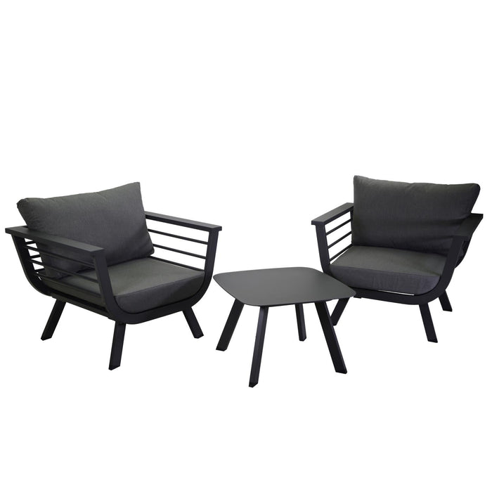 Set Salotto da Giardino 2 Poltrone e Tavolino in Alluminio Riverside Antracite