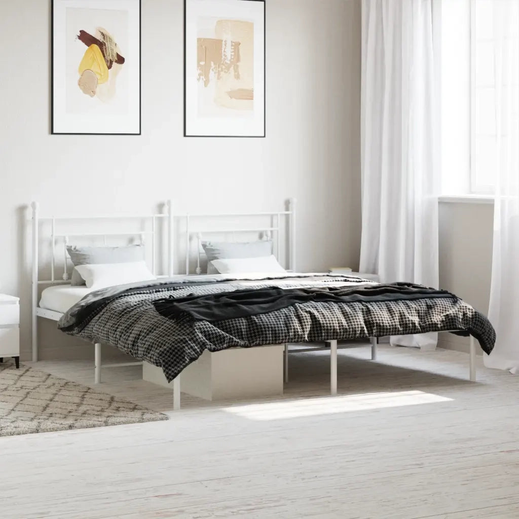 Giroletto con Testiera-Struttura Letto con testiera Metallo Bianco 183x213 cm 955951