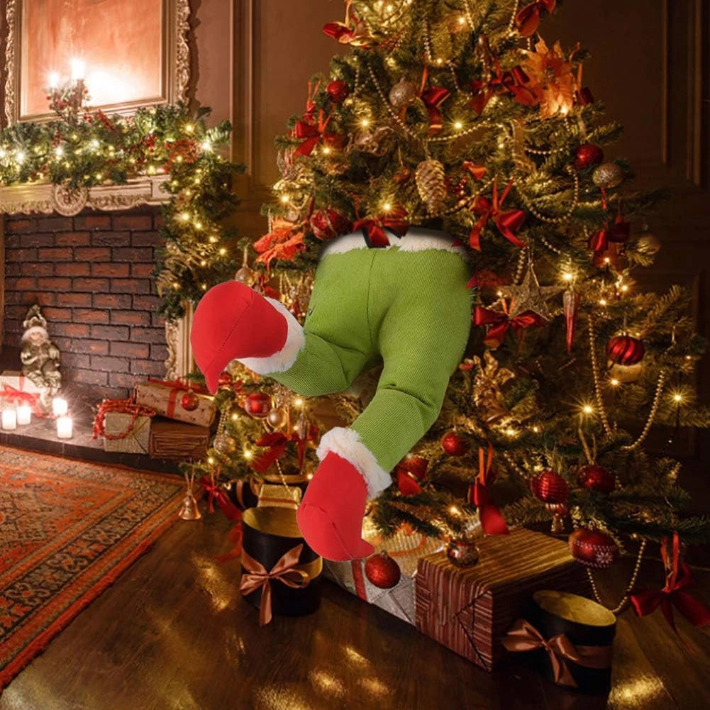 Decorazione Albero di Natale Gambe Elfo Verde Ornamento Addobbo Versatile 38x20cm