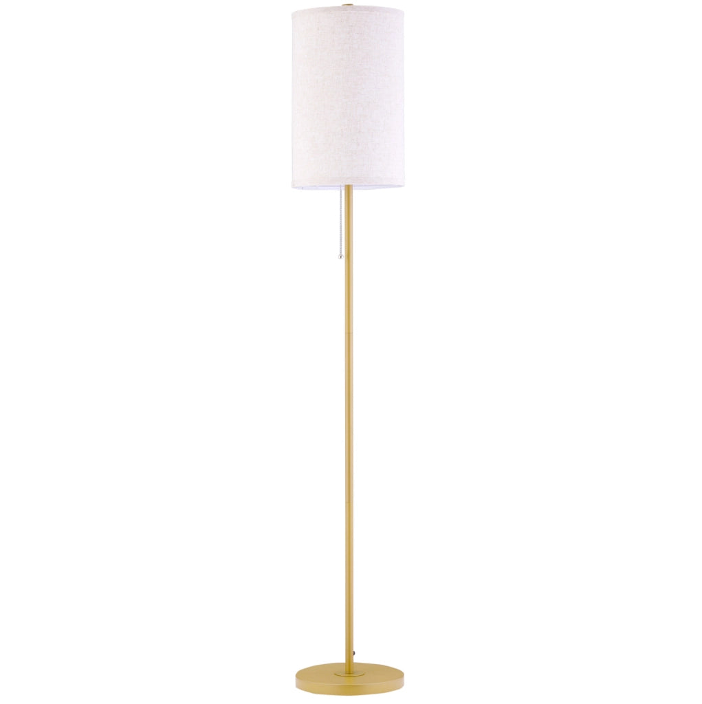 Lampada da terra DESMIU con paralume in lino crema, struttura in acciaio, interruttore a cordicella, attacco E27, 25,5x25,5x157 cm