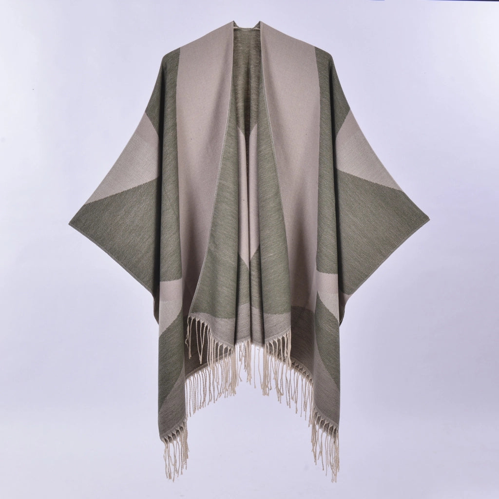 Nuovo mantello/cappotto da donna in cashmere con nappe double-face.