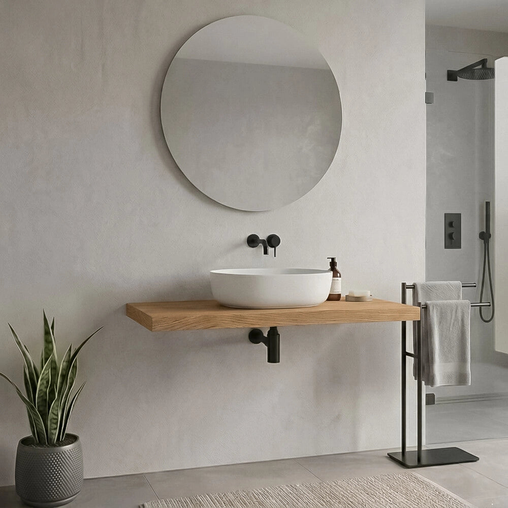 Mensolone bagno 120 cm in legno effetto rovere naturale Levia