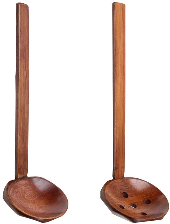Lepeli set da cucina da 4 pezzi con lunghe maniglie, cucchiaio per zuppa, cucchiaio per verdure, set da tavola per servizio da stoviglie, accessori da cucina per mescolare, rovesciare e servire.